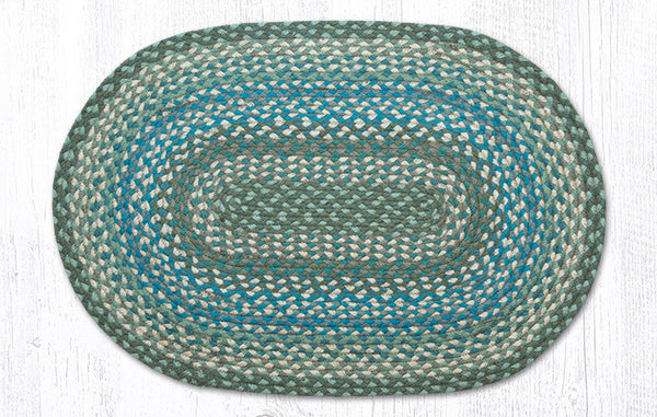 C-419 Sage/Ivory/Settlers Blue Oval Braided Rug 20"x30"