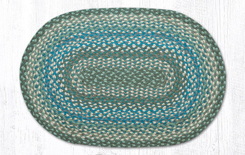 C-419 Sage/Ivory/Settlers Blue Oval Braided Rug 20"x30"