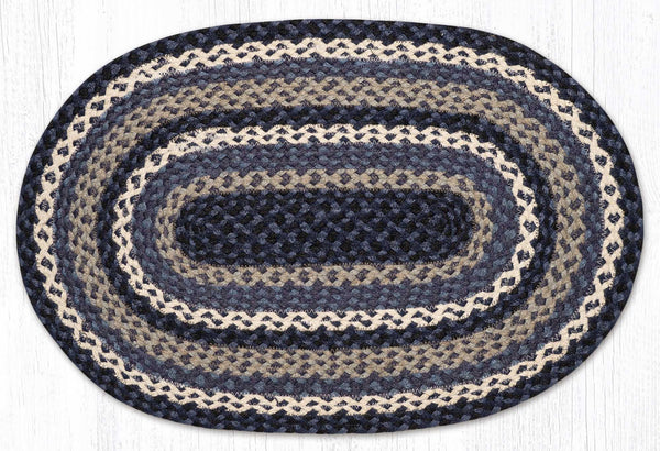 C-443 Blue/Gray/Ivory Oval Braided Rug 20"x30"