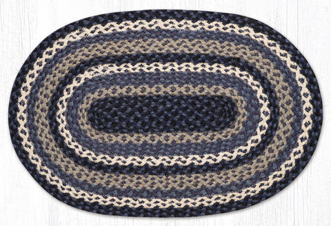 C-443 Blue/Gray/Ivory Oval Braided Rug 20"x30"