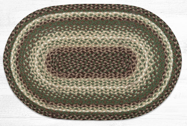 C-786 Taupe/Dark Brown/Cactus Oval Braided Rug 20"x30"