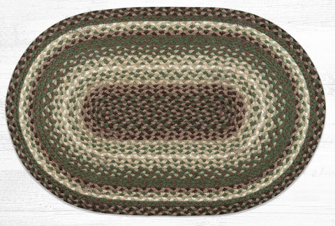 C-786 Taupe/Dark Brown/Cactus Oval Braided Rug 20"x30"