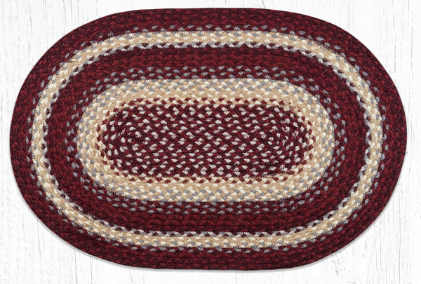 C-791 Burgundy/Gray/Cream Oval Braided Rug 20"x30"