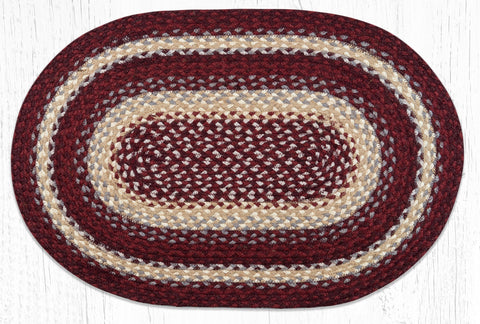 C-791 Burgundy/Gray/Cream Oval Braided Rug 20"x30"
