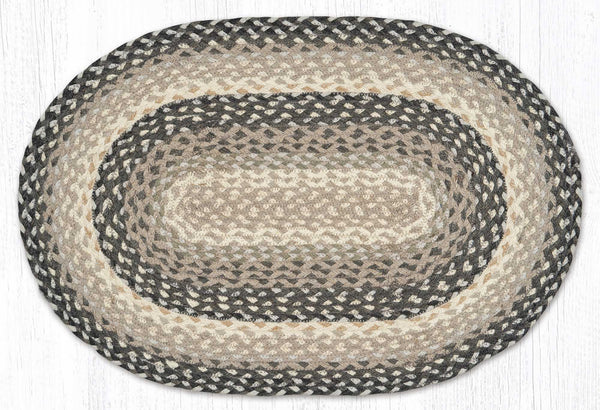 C-890 Gray/Sand/Ivory Oval Braided Rug 20"x30"