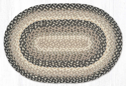 C-890 Gray/Sand/Ivory Oval Braided Rug 20"x30"