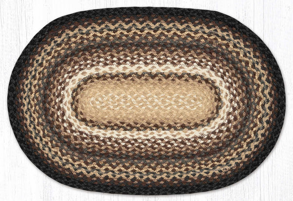 C-895 Brown/Tan/Ivory Oval Braided Rug 20"x30"