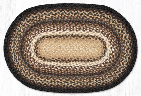 C-895 Brown/Tan/Ivory Oval Braided Rug 20"x30"