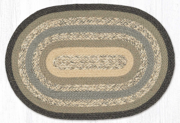 C-903 Charcoal/Gray/Ivory Oval Braided Rug 20"x30"