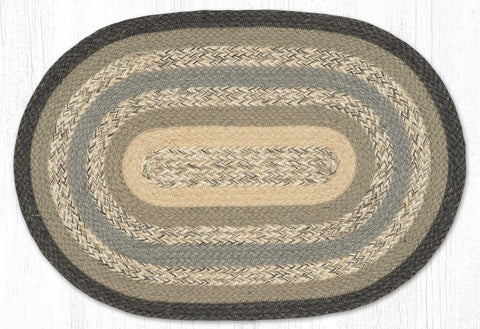 C-903 Charcoal/Gray/Ivory Oval Braided Rug 20"x30"