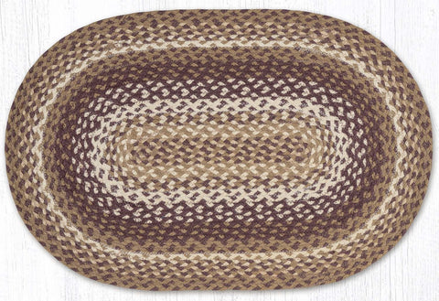 C-910 Tan/Ivory/Burgundy Oval Braided Rug 20"x30"