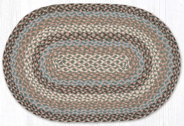 C-911 Taupe/Ivory/Light Blue Oval Braided Rug 20"x30"
