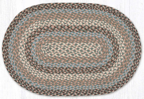 C-911 Taupe/Ivory/Light Blue Oval Braided Rug 20"x30"