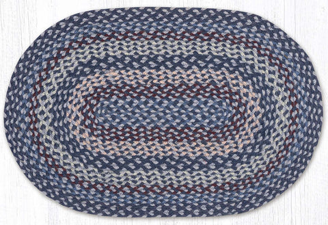 C-913 Blue/Gray/Burgundy Oval Braided Rug 20"x30"