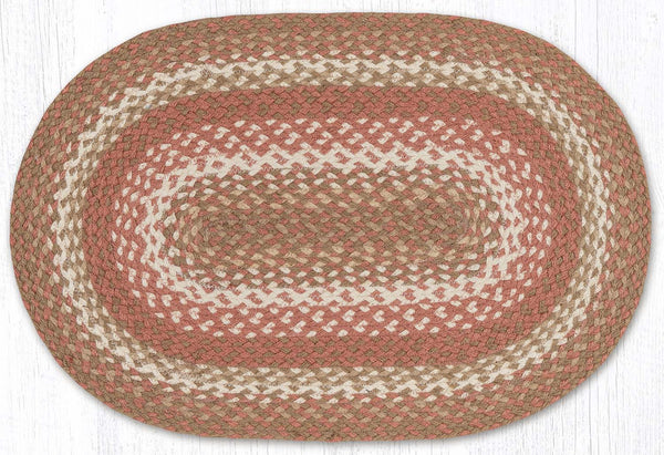 C-914 Taupe/Ivory/Peach Oval Braided Rug 20"x30"