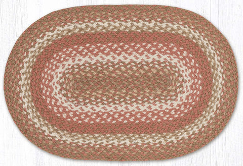 C-914 Taupe/Ivory/Peach Oval Braided Rug 20"x30"