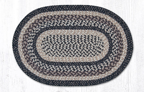 C 9-93 Black + Tan Oval Braided Rug 20"x30"