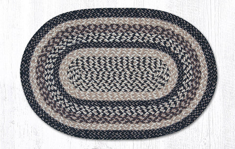 C 9-93 Black + Tan Oval Braided Rug 20"x30"