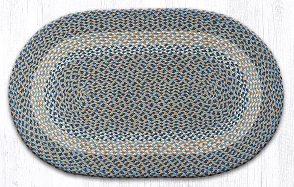 C-05 Blue/Natural Oval Braided Rug 27"x45"