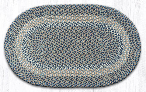 C-05 Blue/Natural Oval Braided Rug 27"x45"