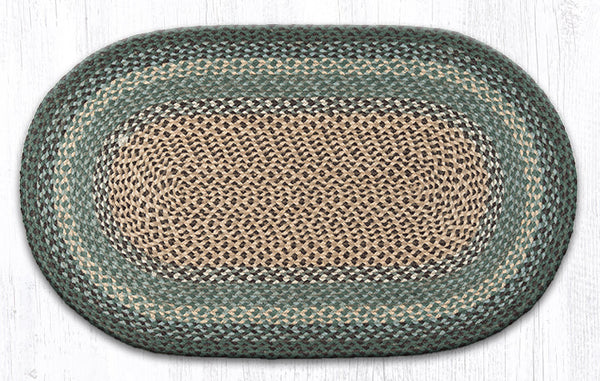 C-13 Dark Green Oval Braided Rug 27"x45"