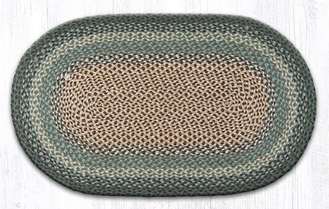C-13 Dark Green Oval Braided Rug 27"x45"