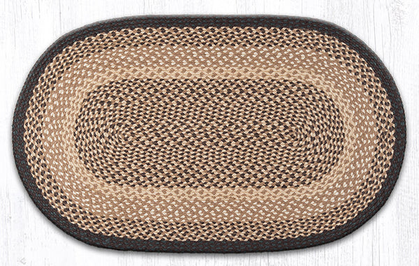 C-17 Chocolate/Natural Oval Braided Rug 27"x45"