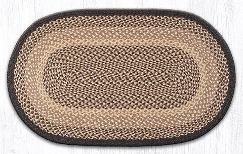 C-17 Chocolate/Natural Oval Braided Rug 27"x45"