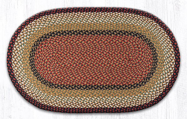 C-19 Burgundy/Mustard Oval Braided Rug 27"x45"