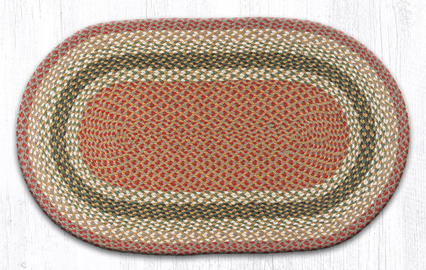 C-24 Olive/Burgundy/Gray Oval Braided Rug 27"x45"