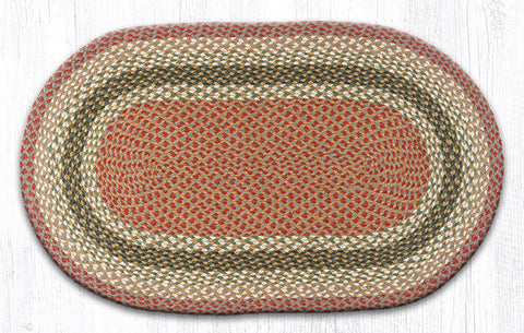 C-24 Olive/Burgundy/Gray Oval Braided Rug 27"x45"