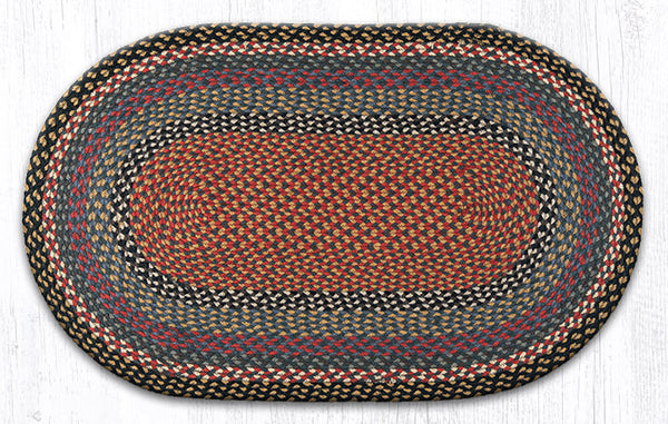 C-43 Burgundy/Blue/Gray Oval Braided Rug 27"x45"