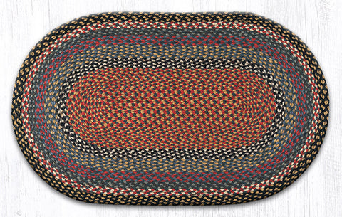 C-43 Burgundy/Blue/Gray Oval Braided Rug 27"x45"