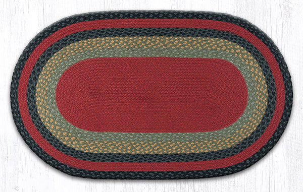 C-238 Burgundy/Olive/Charcoal Oval Braided Rug 27"x45"