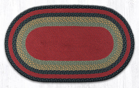 C-238 Burgundy/Olive/Charcoal Oval Braided Rug 27"x45"