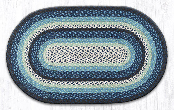 C-312 Blueberry/Cream Oval Braided Rug 27"x45"