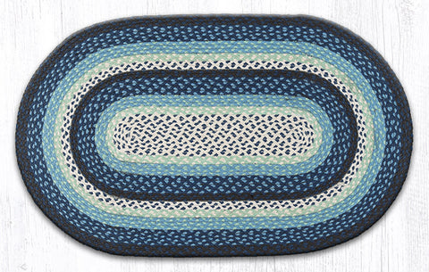 C-312 Blueberry/Cream Oval Braided Rug 27"x45"