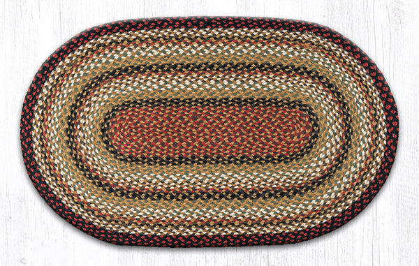 C-319 Burgundy/Mustard/Ivory Oval Braided Rug 27"x45"