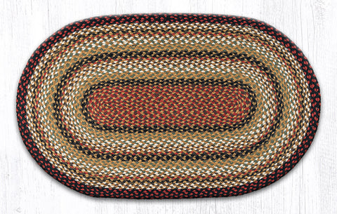C-319 Burgundy/Mustard/Ivory Oval Braided Rug 27"x45"