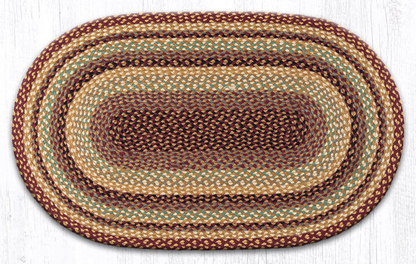 C-357 Burgundy/Gray/Cream Oval Braided Rug 27"x45"