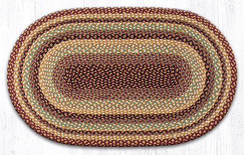 C-357 Burgundy/Gray/Cream Oval Braided Rug 27"x45"