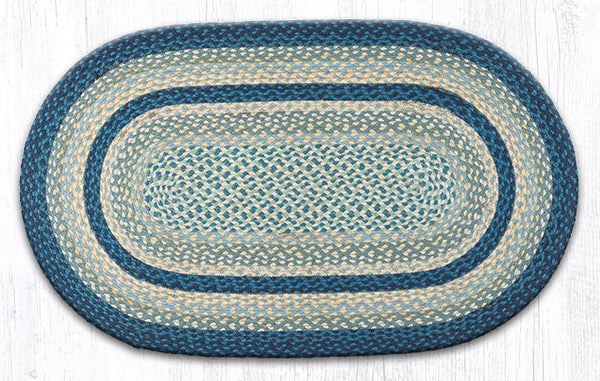 C-362 Breezy Blue/Taupe/Ivory Oval Braided Rug 27"x45"