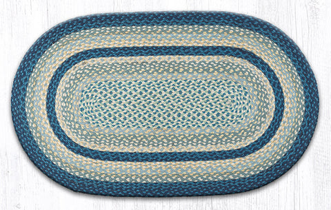 C-362 Breezy Blue/Taupe/Ivory Oval Braided Rug 27"x45"