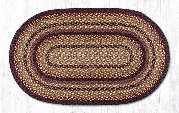 C-371 Black Cherry/Chocolate/Cream Oval Braided Rug 27"x45"