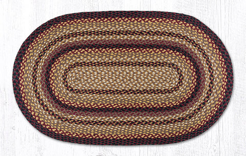 C-371 Black Cherry/Chocolate/Cream Oval Braided Rug 27"x45"