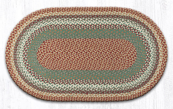 C-413 Buttermilk/Cranberry Oval Braided Rug 27"x45"