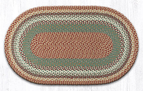 C-413 Buttermilk/Cranberry Oval Braided Rug 27"x45"