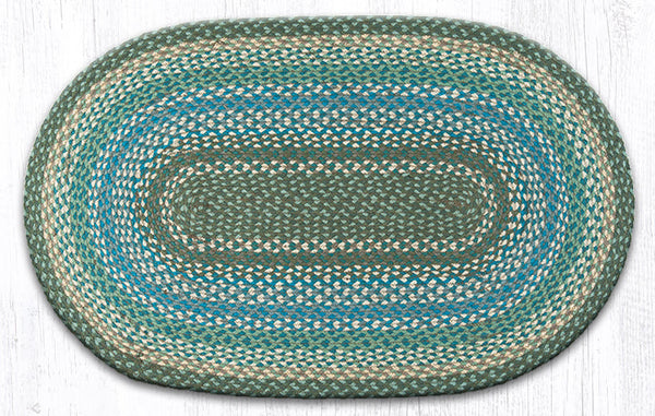 C-419 Sage/Ivory/Settlers Blue Oval Braided Rug 27"x45"