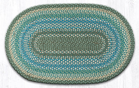 C-419 Sage/Ivory/Settlers Blue Oval Braided Rug 27"x45"