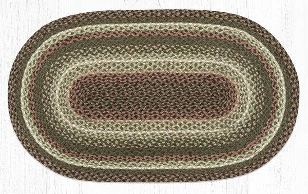 C-786 Taupe/Dark Brown/Cactus Oval Braided Rug 27"x45"